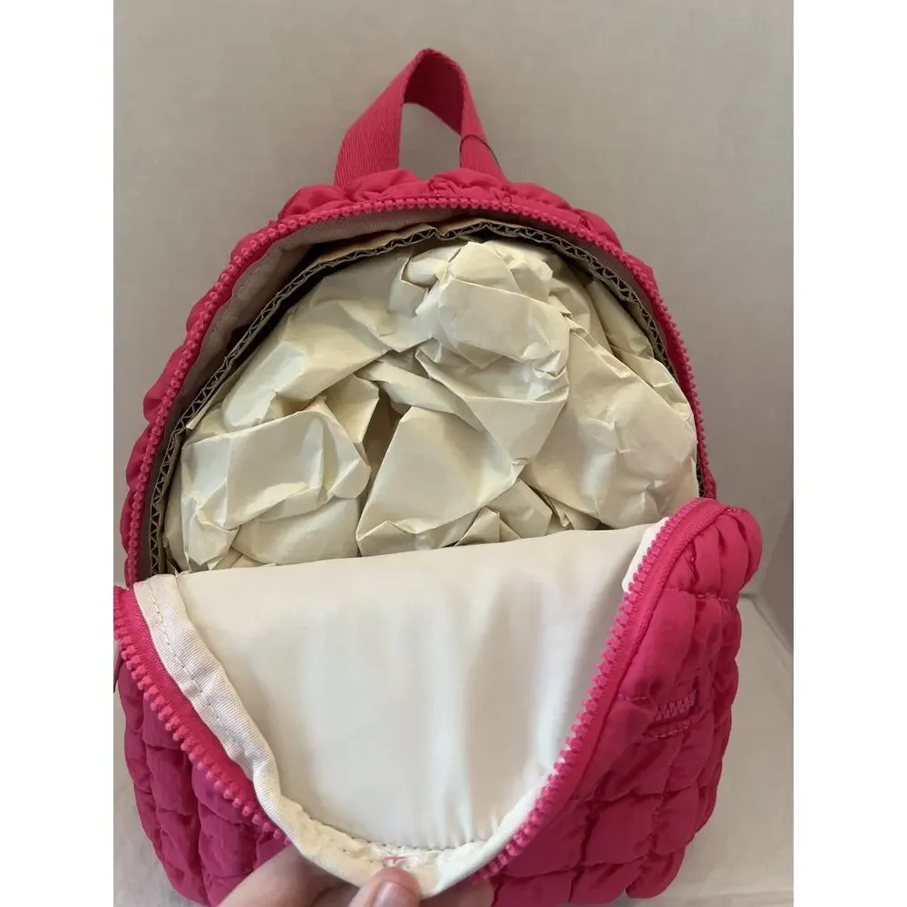 Disney Mickey Mouse Hot Pink Quilted Puffy Nylon Small Backpack NWT